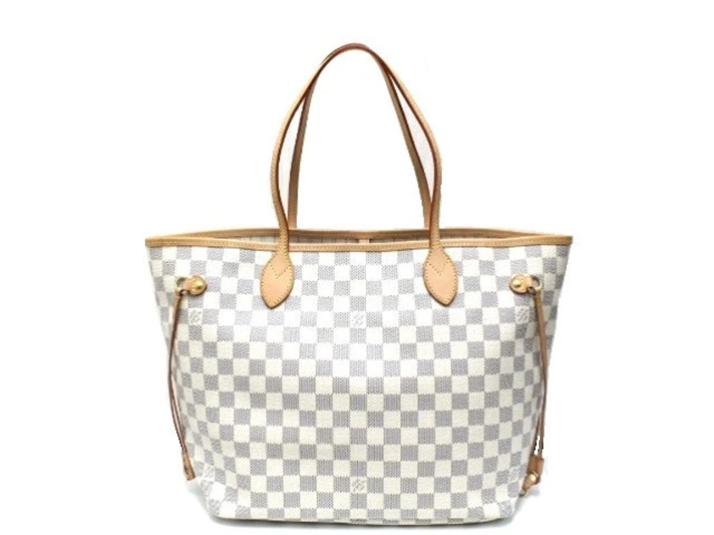 LOUIS VUITTON Neverfull Tote Bag Damier Azur White